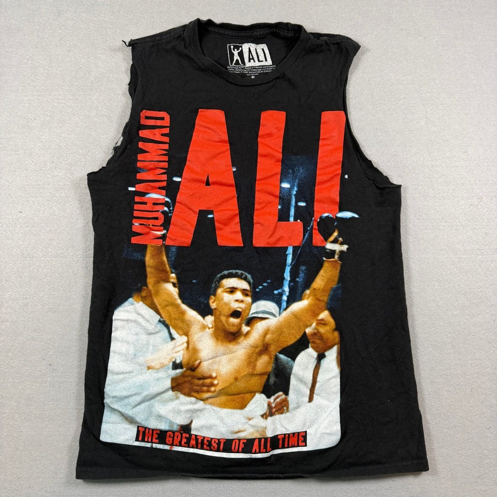 Muhammad Ali Tank Top Mens S Black Graphic Muscle Tee Boxing Sportswear Gym